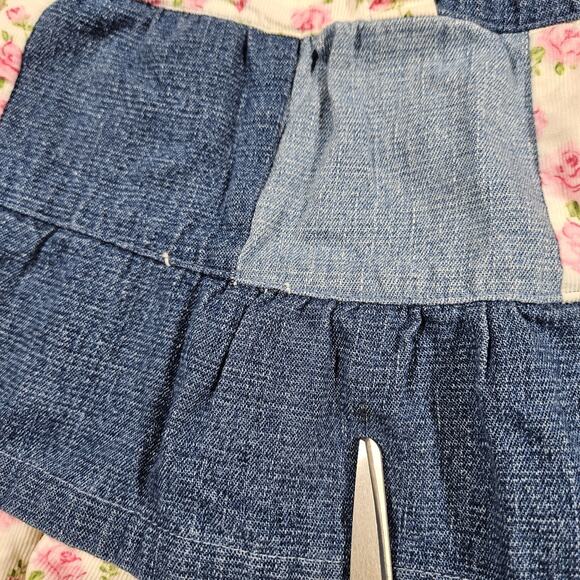 The Childrens Place Dress Girls 12 Month Denim Patchwork Corduroy Floral Y2K - Picture 7 of 10